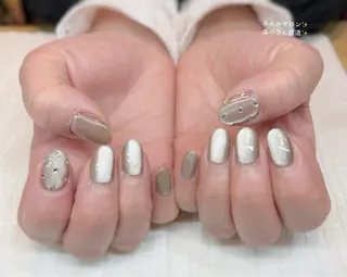 ネイル ショートネイル 森のさんぽ道のネイルデザイン