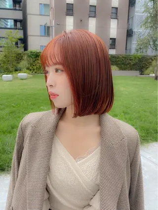 ミディアム たぴ。ぱつっとボブ/ つや髪🍒髪質改善のヘアスタイル