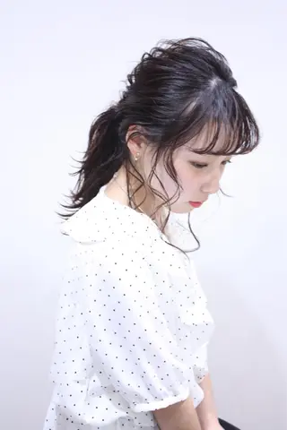 セミロング ヘアアレンジ 菊池 栄里奈のヘアスタイル