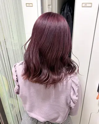 ミディアム ぷつっとボブ/ちゅる ピンク/mika☆のヘアスタイル