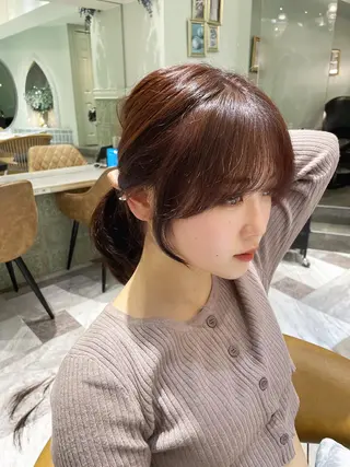 セミロング カラー 木屋元一/透明感 /前髪/ショートボブのヘアスタイル