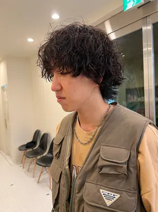 カラー パーマ メンズ 抜きっぱなしブロンド /ハイトーン/カナタのヘアスタイル