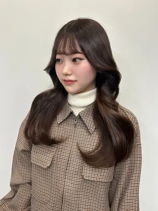 ミディアム カラー 心斎橋l大人韓国ヘア レイヤー×艶カラーのヘアスタイル