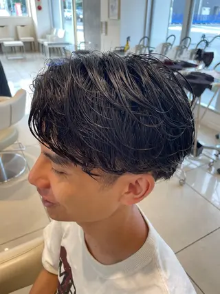 パーマ メンズ 白髪ぼかしデザイン ハイライト/宮本純登のヘアスタイル