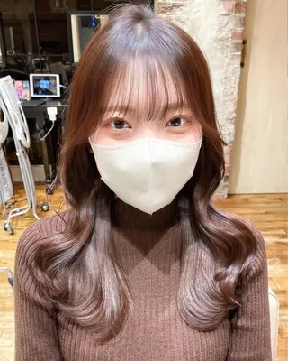 セミロング カラー 顔まわりカット🌟 くびれヘア/寺門遥輝のヘアスタイル