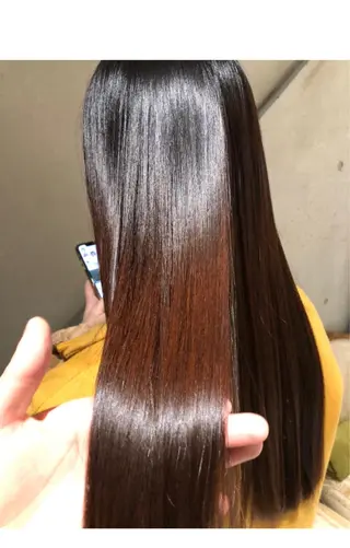 ロング ブリーチなしダブル カラー縮毛矯正 下野のヘアスタイル