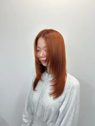 セミロング カラー 心斎橋l大人韓国ヘア レイヤー×艶カラーのヘアスタイル