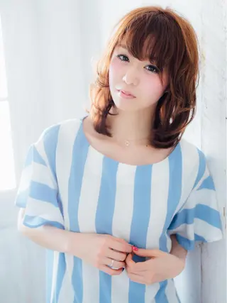 ミディアム カラー パーマ FUKUNAGA YUのヘアスタイル