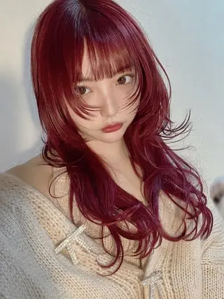ロング 🫧暖色愛され透明感 🍒カラー千優のヘアスタイル