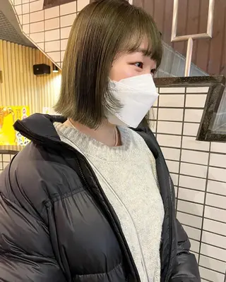 ミディアム カラー ヘアアレンジ 🌷ボブ/髪質改善 ストレートのヘアスタイル