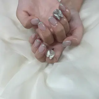 ショート カラー ヘアアレンジ ネイル マツエク・マツパ 𓂃🦢Aurora Swan🌙𓂃のネイルデザイン