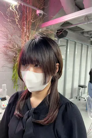 セミロング ハッシュ・ウルフ🐺 小顔レイヤー松山直史のヘアスタイル