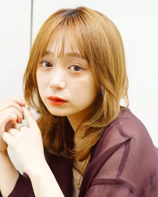 セミロング 🔥コテ巻き風 ボブパーマ🔥のヘアスタイル