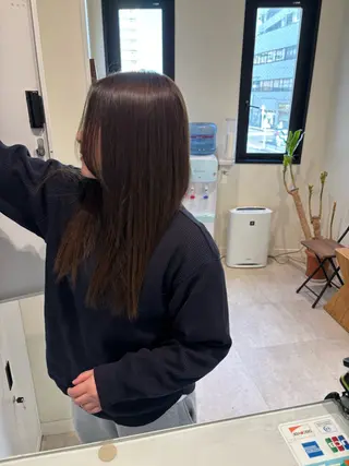 ロング カラー 垢抜け小顔レイヤー オリーブ/スミレのヘアスタイル