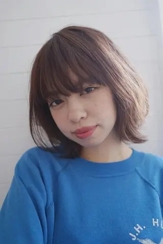 ミディアム カラー パーマ 小田川 竜也のヘアスタイル