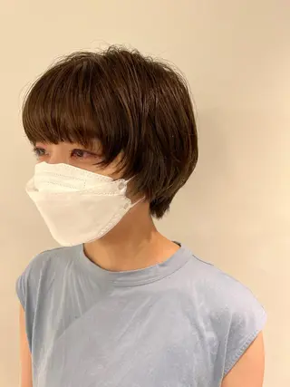 ショート カラー 暗髪カラー🫐パーマ おくだりんかのヘアスタイル