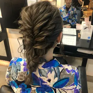 ヘアアレンジ 🌷レイヤー縮毛/ 艶カラー/ami🌷のヘアスタイル