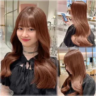 ロング 赤み消し透明感カラー 似合わせ前髪柴田礼空のヘアスタイル