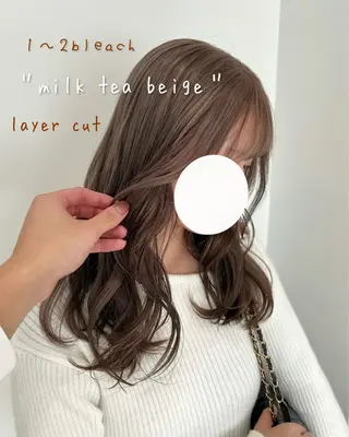 セミロング カラー パーマ/縮毛矯正 /かわいい/せき🫧のヘアスタイル