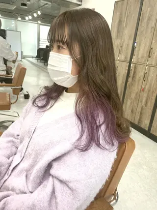 セミロング カラー ヘアアレンジ 🌷FUKA🌷 まろやかハイトーンのヘアスタイル