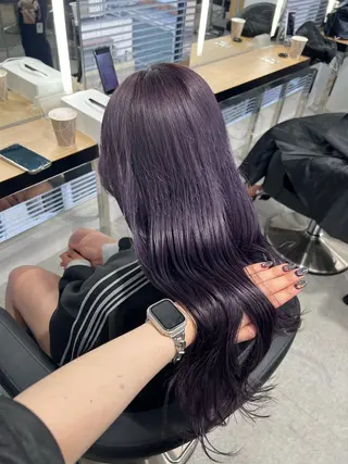 ロング カラー 暗髪🩶ラベンダー/ ブルー/ユウナ🤍のヘアスタイル