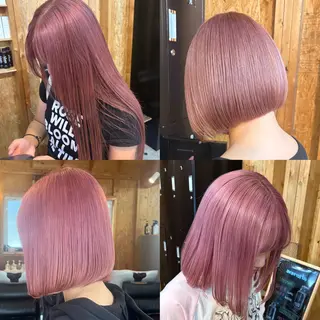 カラー まろみ暖色×ボブ ×chia🕯のヘアスタイル