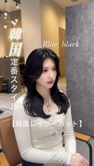 ロング カラー 韓国レイヤーカット 透明感カラー冨田那樹のヘアスタイル