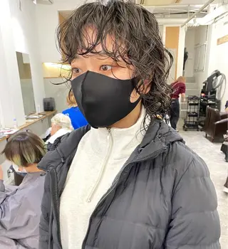 ミディアム パーマ 森貴裕/ベージュ/ パーマ/オリーブのヘアスタイル