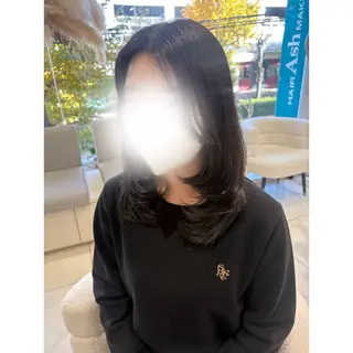 セミロング 韓国ヘア 🎀中川綾乃🎀のヘアスタイル