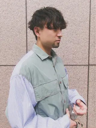 ショート パーマ メンズ 原宿↔︎浦和　美容師 折笠　亮のヘアスタイル