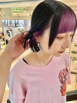 カラー 🎀ボブ＋ハイトーン シュカ👶🏻のヘアスタイル