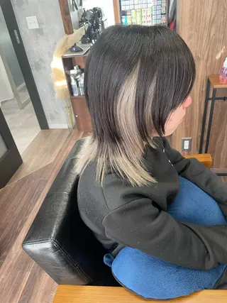 カラー メンズ Lull1人美容室 バレイヤージュのヘアスタイル