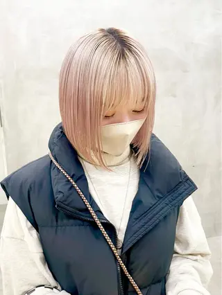 ミディアム カラー パーマ ヘアアレンジ メンズ ハイトーン/レイヤー 🌸さくらのヘアスタイル