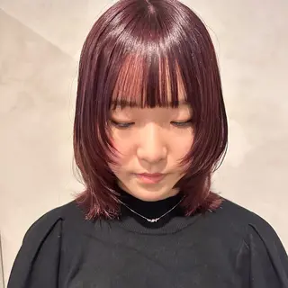 ミディアム カラー Yuki☺︎パーマ レイヤーカットのヘアスタイル