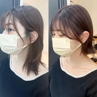 ミディアム カラー パーマ ヘアアレンジ メンズ キッズ ネイル マツエク・マツパ アイブロウ レイヤーカット 🌿透け感カラーのヘアスタイル