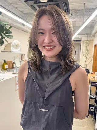 ミディアム kiji NAHO/ パーマ／久屋大通のヘアスタイル