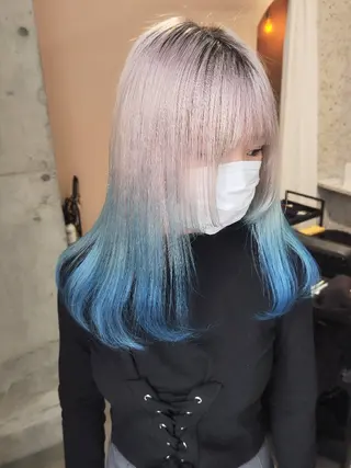 セミロング カラー 髪質改善.縮毛矯正 ×韓国ヘアyukiのヘアスタイル