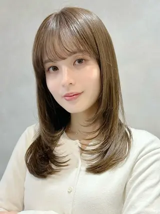 ミディアム カラー 池袋/小顔レイヤー/ 顔まわり/taigaのヘアスタイル