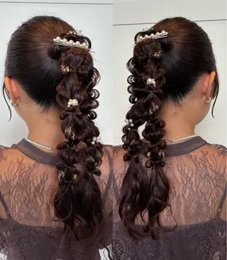 セミロング ヘアアレンジ 高橋 乙葉のヘアスタイル