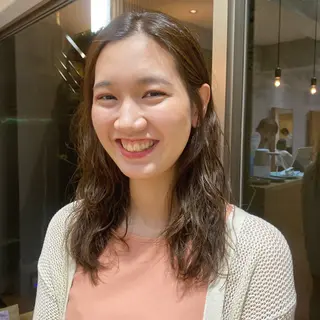 ミディアム カラー 大人可愛い♡コテ巻き パーマ🌼杉田 萌恵のヘアスタイル