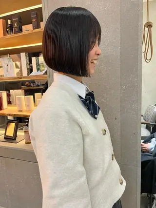ショート カラー 縮毛矯正×艶髪カラー 髪質改善/三ツ木のヘアスタイル