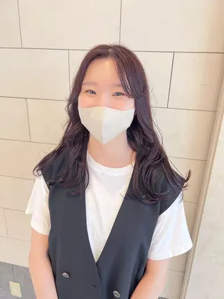 ミディアム カラー フルガキ ハルカ天神美容室のヘアスタイル