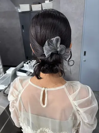 ミディアム ヘアアレンジ 森岡 紗羽のヘアスタイル