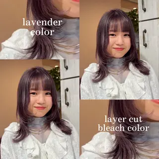 セミロング カラー 似合わせレイヤー/ Wカラー🧸こころのヘアスタイル