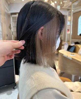 ミディアム カラー ブリーチなし 透明感カラー/艶髪のヘアスタイル