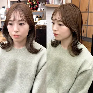 セミロング カラー パーマ ヘアアレンジ メンズ キッズ 骨格レイヤーカット 🌿美髪縮毛矯正のヘアスタイル