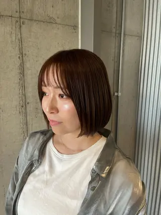 ミディアム カラー ヘアアレンジ ボブ×艶カラー 特化・リクト💥のヘアスタイル