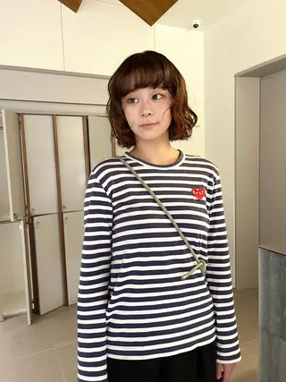 ショート カラー レイヤーカット🍏 オリーブ/ののかのヘアスタイル