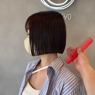 ミディアム カラー センターパート/ 暖色カラーayuのヘアスタイル