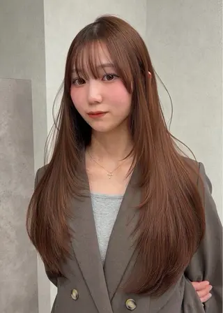 セミロング 結べるレイヤーカット /カラー/あさかのヘアスタイル